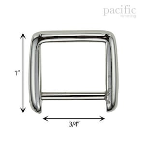 May include: Silver-toned metal buckle with a rectangular shape and a rounded edge. The buckle measures 1 inch tall and 3/4 inch wide.