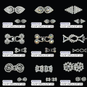 Preciosa Rhinestone Hook and Eye Collection Multiple Colors and Sizes