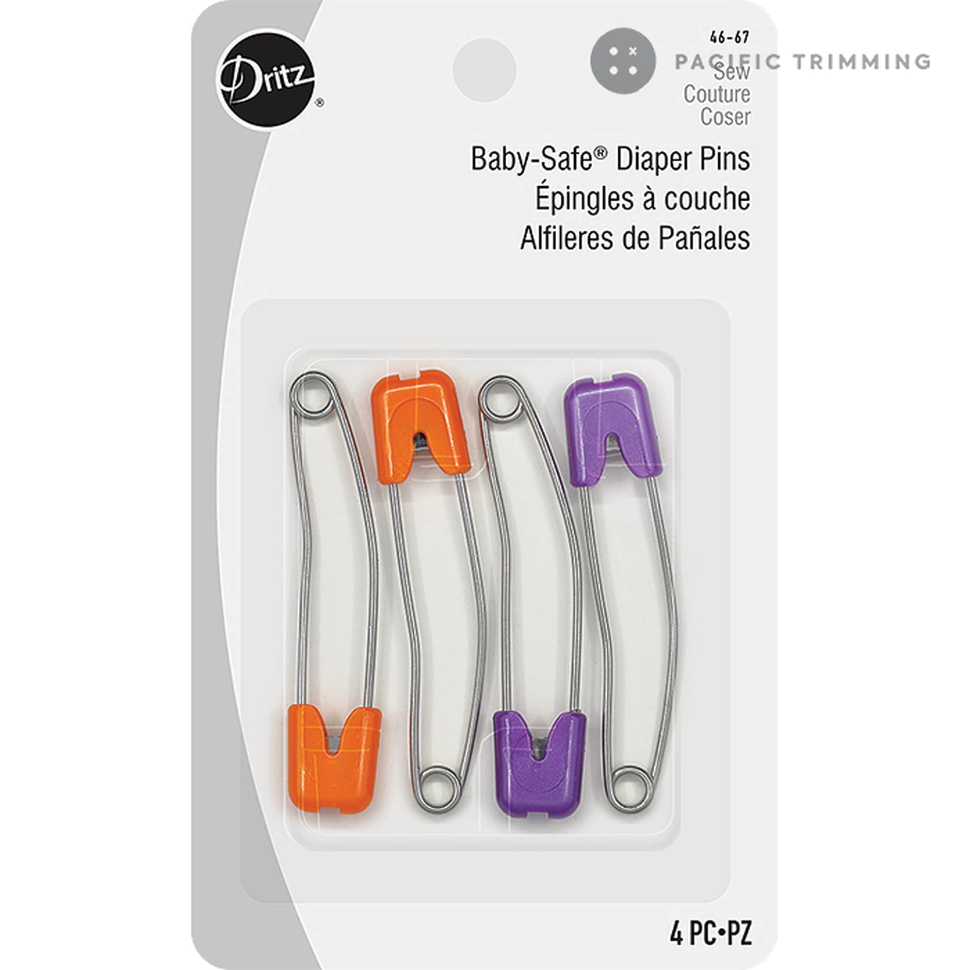 Pack of 4 Nappy Pins Baby Diaper Pins 6cm Safety Lock Pins for
