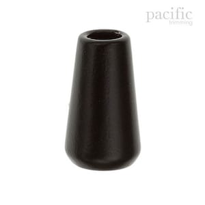 May include: A dark brown, conical-shaped wooden bead with a smooth finish. The bead has a slightly rounded base and a hole at the top. The Pacific Trimming logo is visible in the upper right corner.