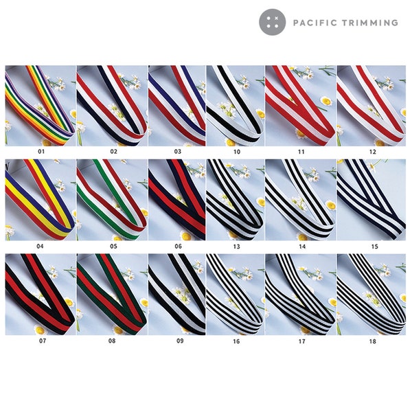 Striped Grosgrain Ribbon Flag Ribbon Multiple Colors and Sizes