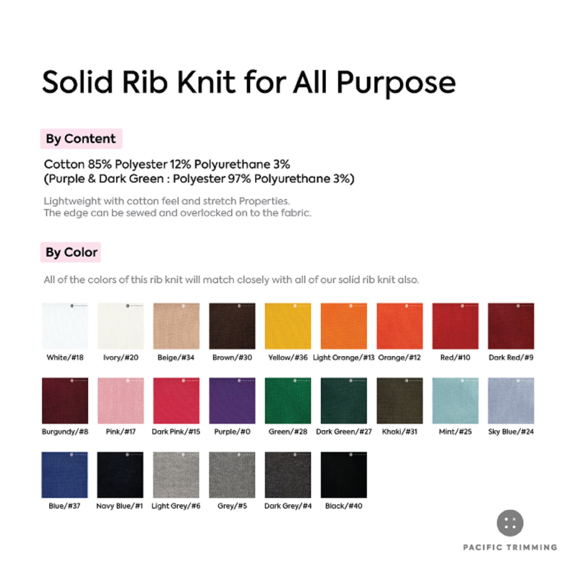 Solid Rib Knit for All Purpose Multiple Colors -  Canada