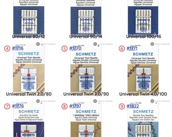 Collection d'aiguilles pour machines à coudre Schmetz Home, plusieurs types et tailles