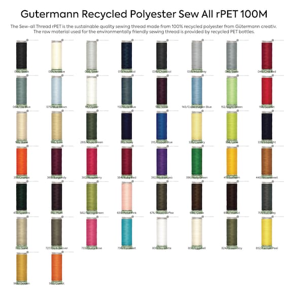 Recycled Polyester / rPET Sewing Thread - 100m - Various Colours Recycled Polyester / rPET Sewing Thread - 100m - Various Colours