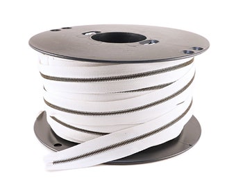 riri Zipper Continuous Chain White Tape with Antique Brass Teeth