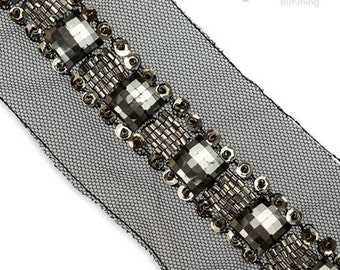 2 1/2" Sequin Beaded Sheer Trim: 380017BE