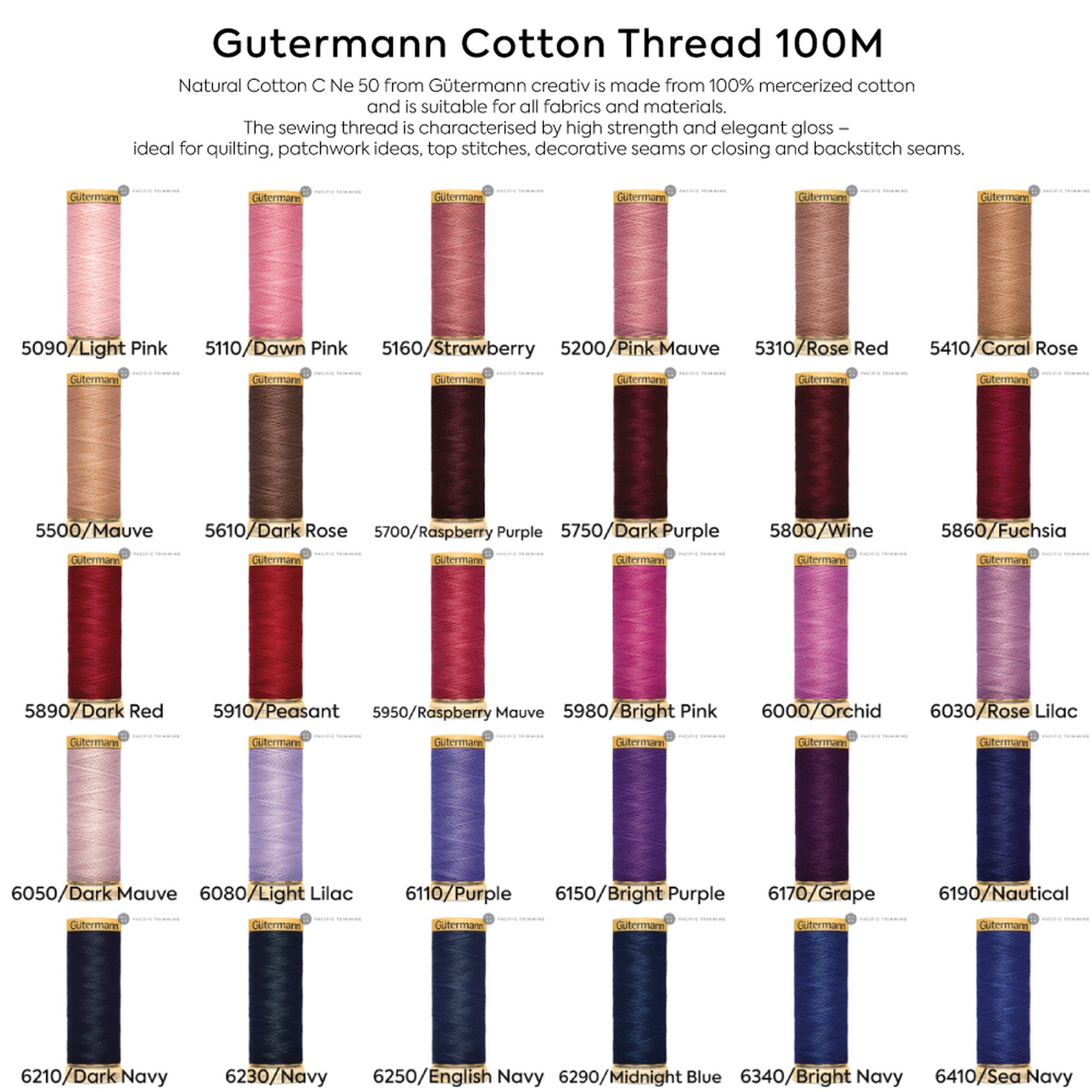 7330 Dark Sky Blue 100m Gutermann Cotton Thread - Natural Cotton Thread -  Threads - Notions