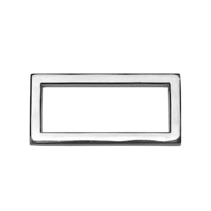 May include: A silver-toned metal rectangle ring with a smooth, polished finish.