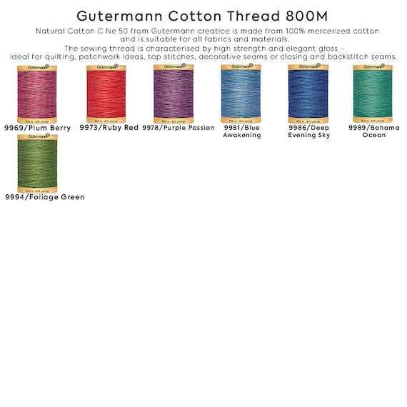 Gutermann Cotton Thread 800M 37 Colors - UK