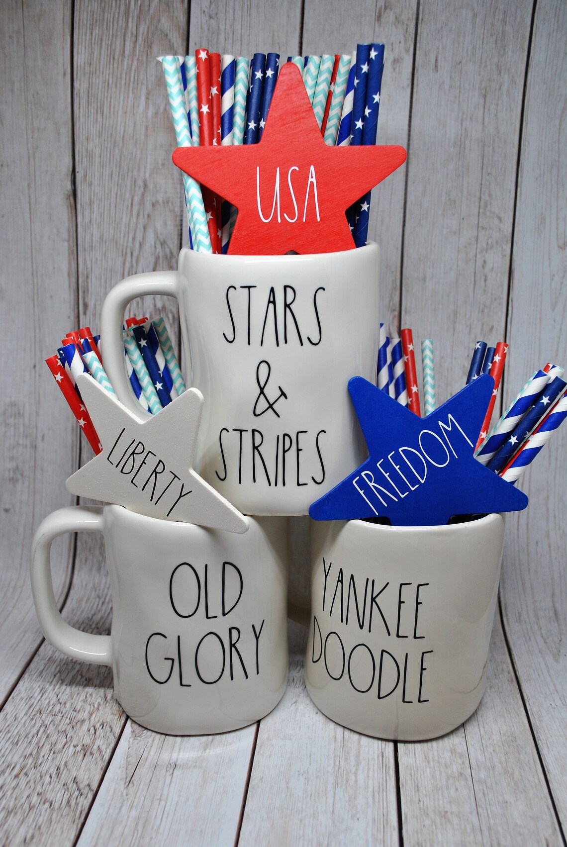 Rae Dunn Inspired Patriotic Stars Rae Dunn July 4 Memorial Etsy