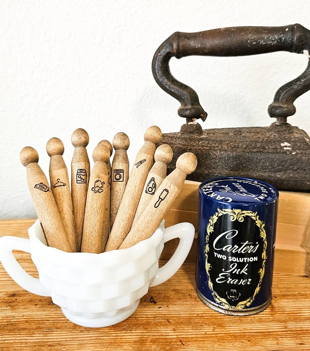 Vintage Inspired Laundry Clothespins, Set of 9, Old Clothespins, Old ...