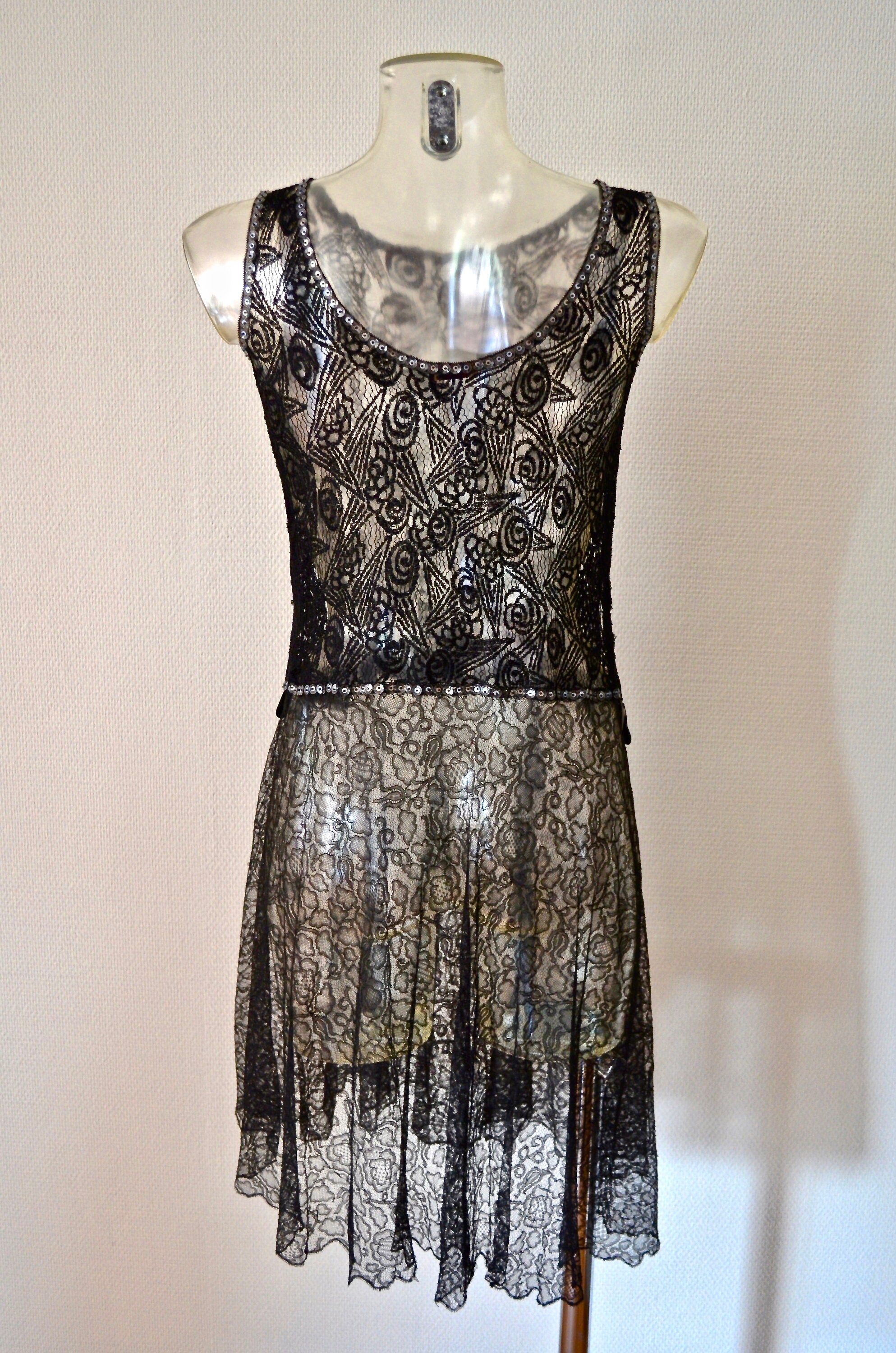 Upcycled Vintage Silk Lace Embroidered Dress Etsy