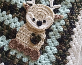 Handmade Crochet Deer Baby Blanket: Soft Acrylic, Outdoor Nursery Decor