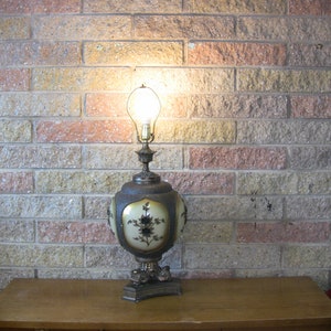 Vintage MCM Mid Century Table Lamp Carl Falkenstein Hollywood Regency Glass & Brass 1960s Home Decor Atomic Ranch image 3