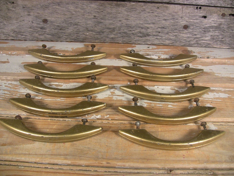 Vintage Art Deco Drawer Pulls Metal Furniture Pull Holes Image 0