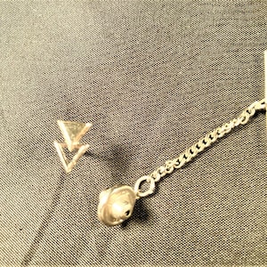 Vintage Hickok Tiny Tie Tack Silvertone Metal Stepped Arrow Double Triangle 1960s 1970s Style Men's Jewelry Fashion Accessories