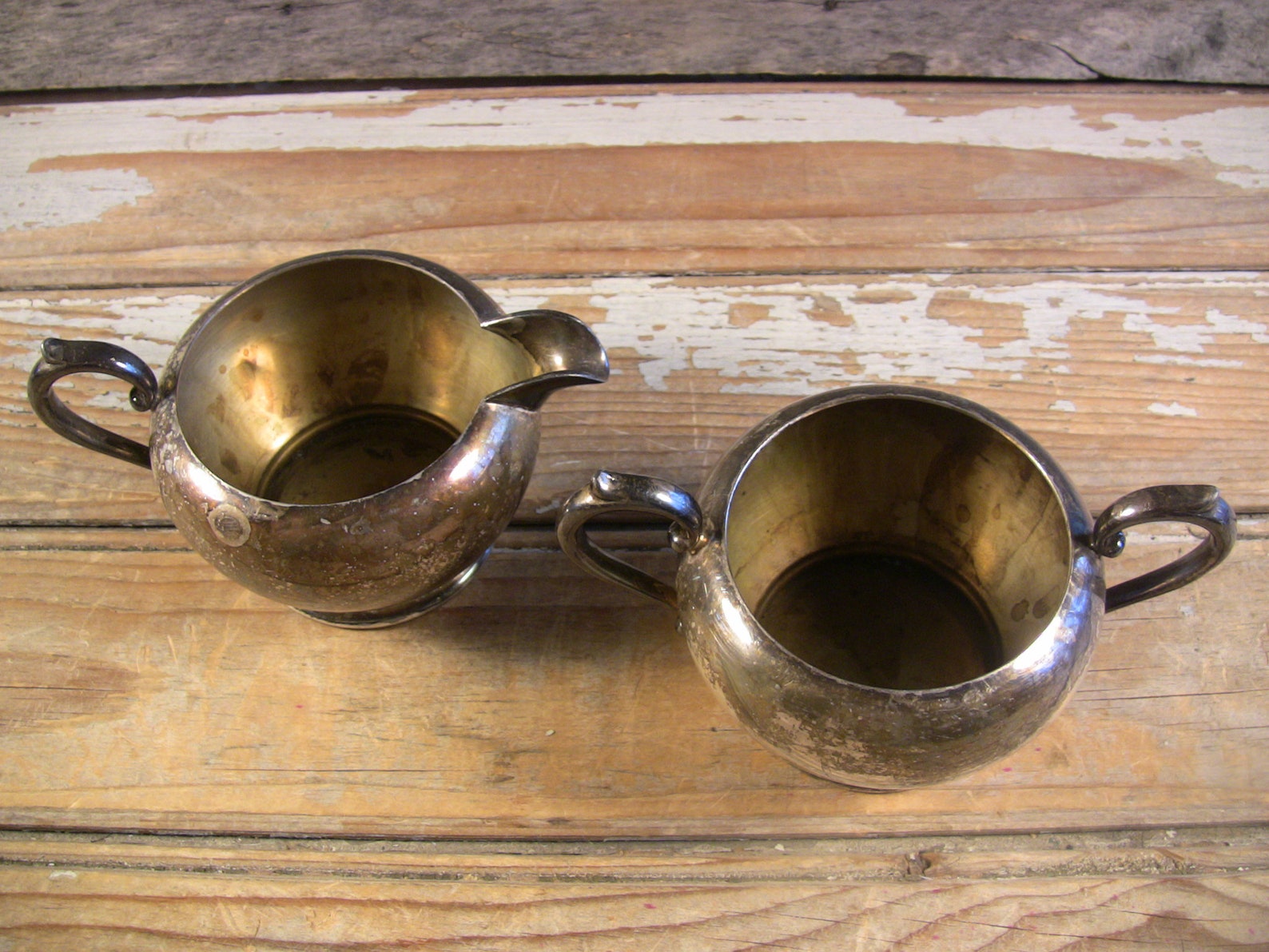 Vintage Silverplate Creamer Sugar Bowl Set PSCO Preisner Silver Elegant