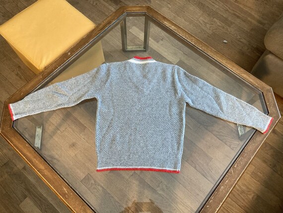 Vintage Kid's Sweater Knitted V Neck Pullover Gra… - image 4