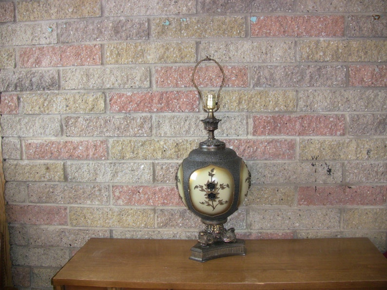 Vintage MCM Mid Century Table Lamp Carl Falkenstein Hollywood Regency Glass & Brass 1960s Home Decor Atomic Ranch image 2