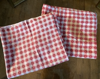 1 Vintage Cotton Feedsack Fabric Red White Sm Gingham Check Flowers Whole Sack 1920s-1950s Sewing Quilting Material 2 Sacks Avail