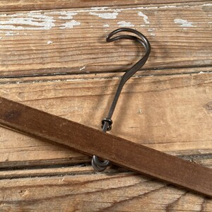 Vintage Wooden Clamp Hanger Double Wire S Hook Lock Marked Stars Pat Applied For 1940s Pants Skirts Clothing Wall Decor