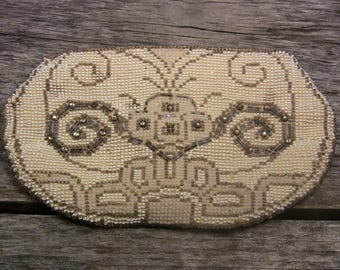 Vintage Micro Bead Purse Beaded Art Deco Butterfly Evening Bag Clutch Wristlet Boho Style Glass Beads 1940s