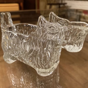 Vintage Clear Glass Scottie Dog Creamer Candy Container No. 7 1950s Novelty Kitchenware Scottish Terrier Collectibles