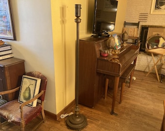 Vintage Antique Torchiere Floor Lamp Cast Iron Base Arms Missing For Repair Restore 1940s 2of4
