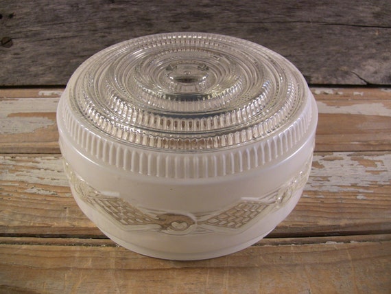 Vintage Art Deco Ceiling Light Globe White Clear Glass Etsy