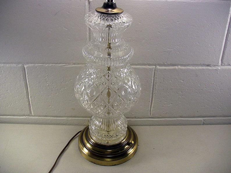 Vintage Lead Crystal Table Lamp Clear Glass Urn Elegant Hollywood Regency Decor 29