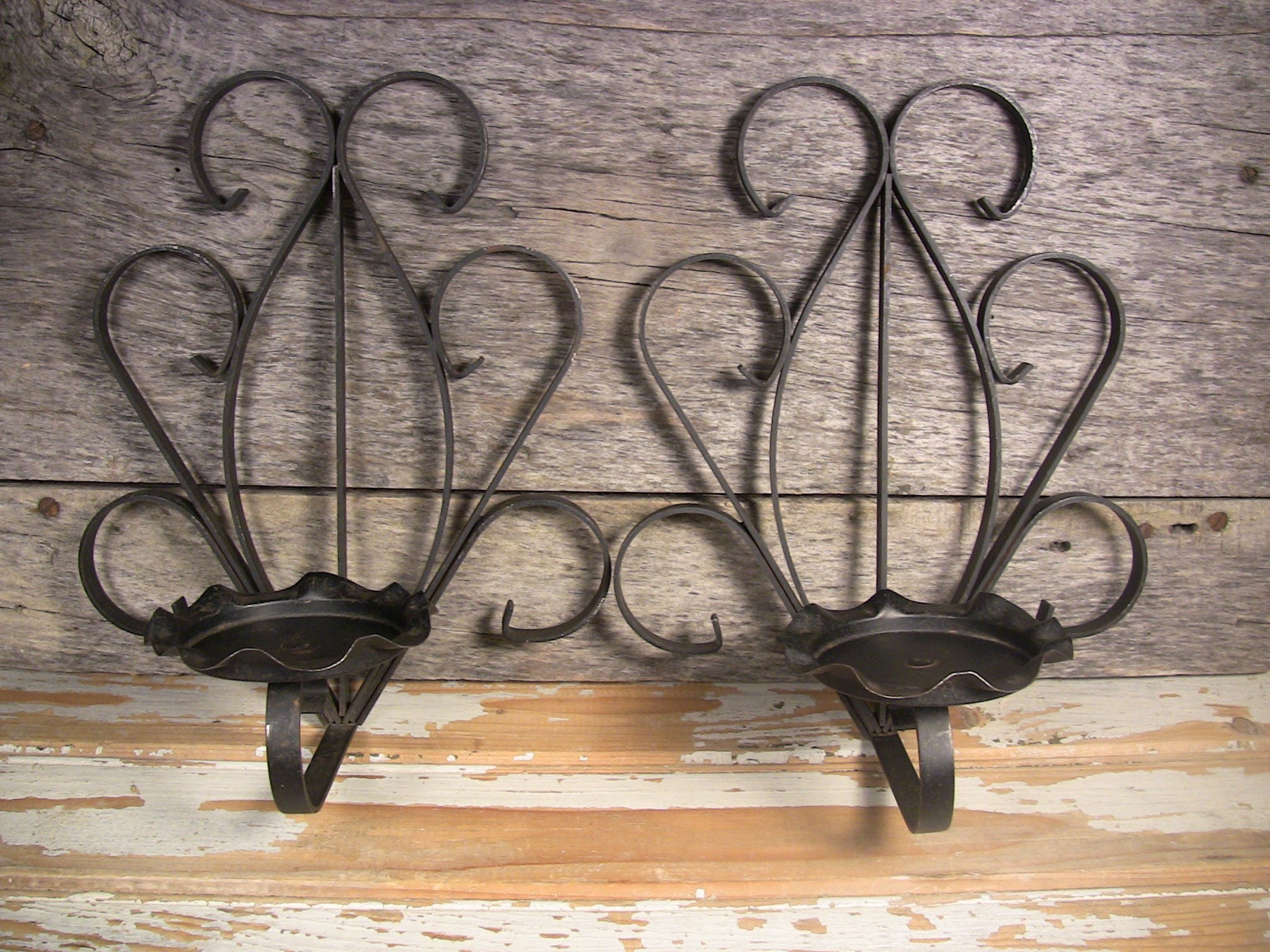 Vintage Cast Iron Gothic Candle Holders
