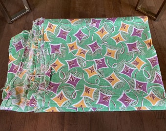 1 Vintage Cotton Feedsack Novelty Fabric Purple Gold Green Stylized Kites Whole Sack 1920s-1950s Sewing Quilting Material