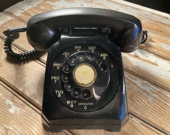 Vintage Stromberg Carlson Telephone Black Rotary Dial Desk Phone 210558 Bakelite Plastic Metal Collectible Telephones Repair Restore