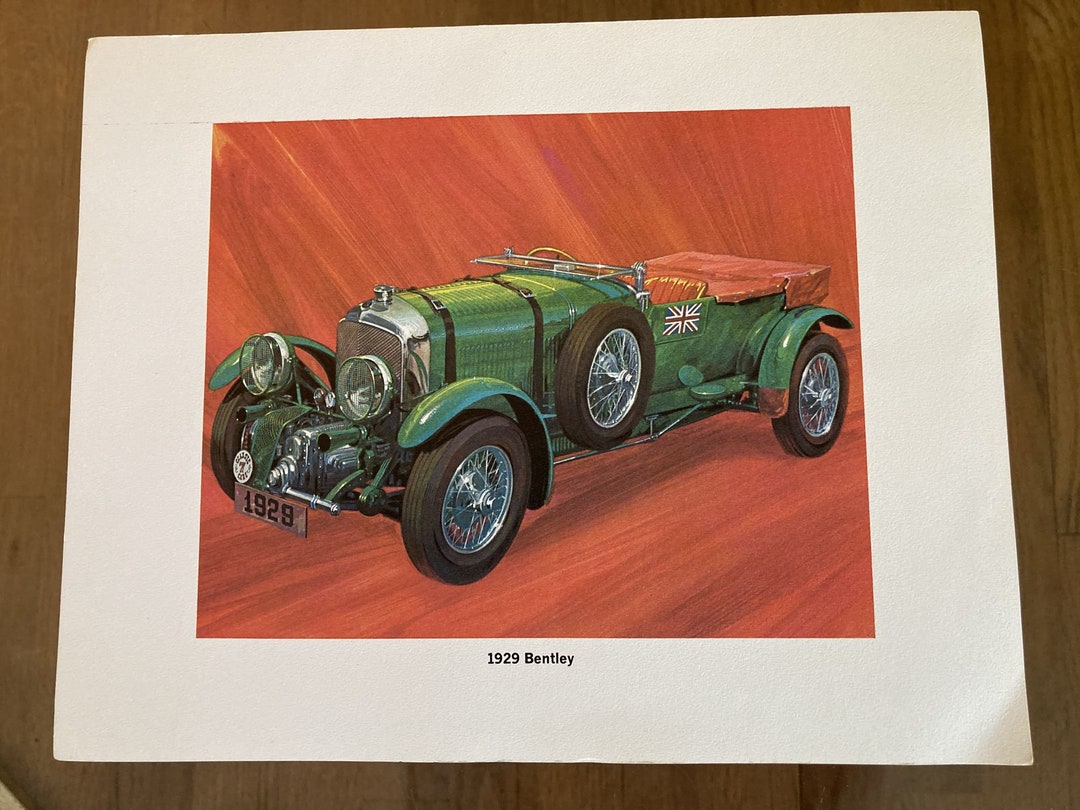 Vintage Antique Car Print 1929 Bentley 10wx8h 1960s Russell Electric ...