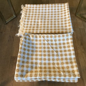 1 Vintage Cotton Feedsack Fabric Brown Tan White Sm Gingham Check Flowers Whole Sack 1920s-1950s Sewing Quilting Material 6 Sacks Avail