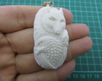 Eagle head buffalo bone deer antler carved beads jewelry bone art bear carving gift for her 13 pendant silver bail supplies handmade