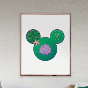 Ariel Mouse Ears Print | Little Mermaid Poster | Princess Mouse Ears Wall Art | Mermaid Home Decor | Download | 3 Sizes