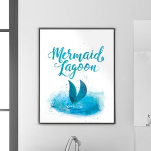 Mermaid Lagoon Watercolor Print | Neverland Artwork | Summer Decor | Peter Pan Art | Mermaid Poster | Girl Wall Decor | DOWNLOAD | 3 Sizes