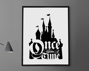 Once Upon A Time | Watercolor Castle Print | Fairy Tale Decor | Modern Castle Art Poster | Wall Decor | DOWNLOAD | Printable | 3 Sizes
