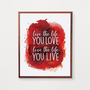 Vive la vida que amas, ama la vida que usted live print / arte de la acuarela / Reggae / Bob Marley Arte / decoración del hogar del verano / descargable / 3 tamaños