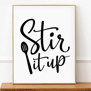 Stir It Up Print | Kitchen Sign | Cooking Wall Decor Art | Bob Marley Kitchen | Kitchen Poster Print Sign | Download | Printable | 3 Sizes