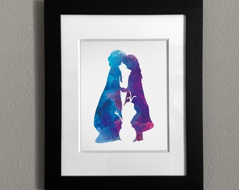 Anna Elsa Olaf Print | Watercolor Print | Frozen Decor | Sisters | Frozen Art Poster | Frozen Wall Decor | Ice Print | Download | 8x10