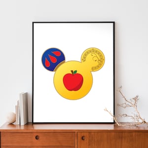 Snow White Mouse Ears Print | Snow White Poster | Princess Ears Wall Art | Poison Apple Home Decor | Download | 3 Sizes