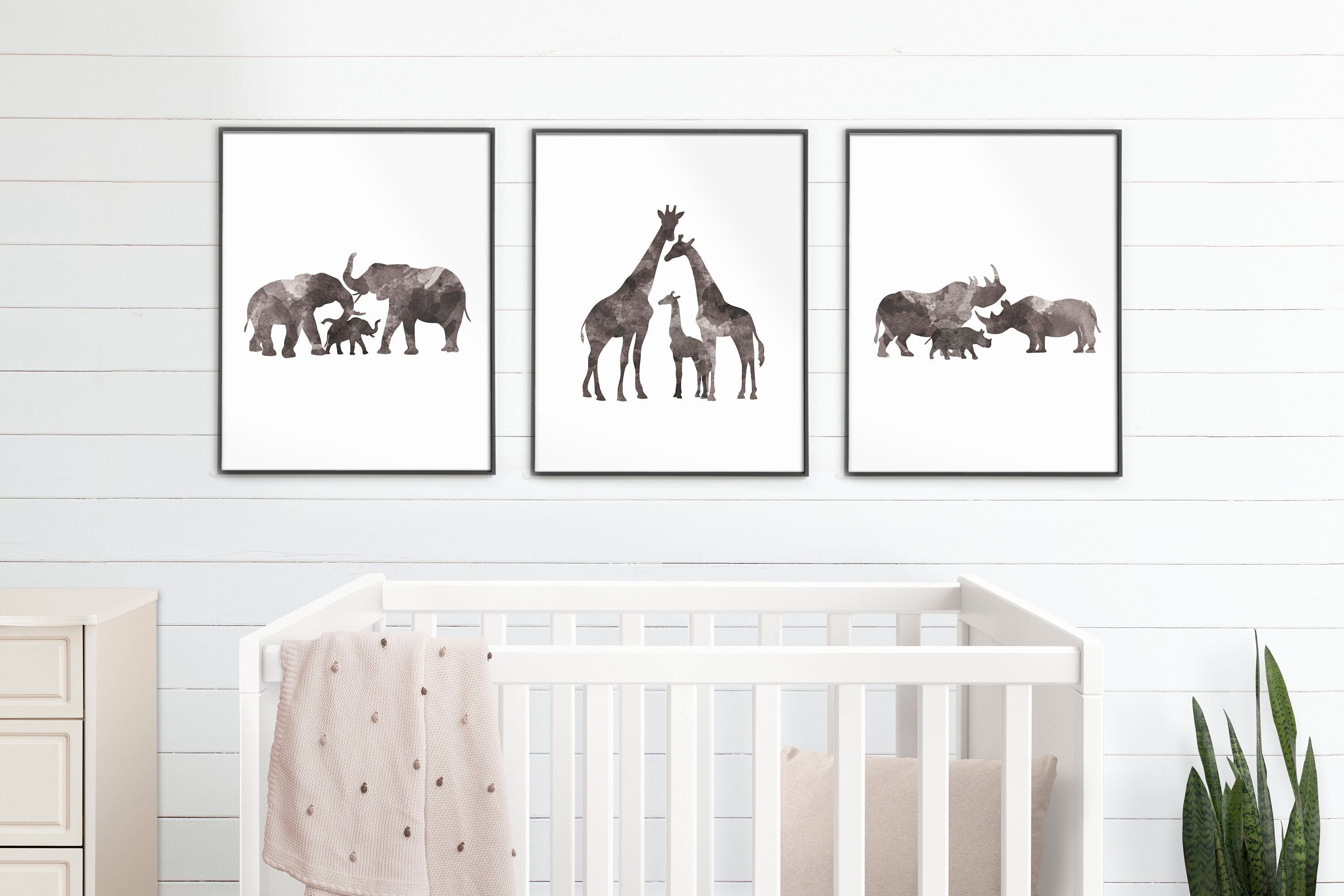 Aquarell Tier Familie Drucke Set von Elefanten Giraffe | Etsy