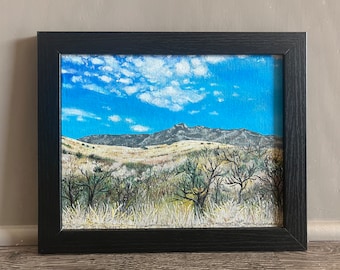 Hills Sky Painting | RESILIENCE | California Mountain Painting | Agoura After Fire Art Decor | Wildfire | Acrylic Canvas | 10" x 8" Framed