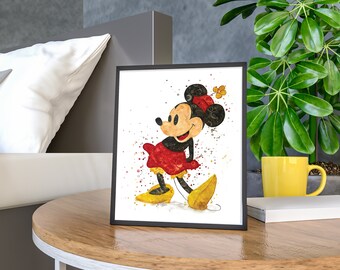 Minnie | Aquarell Druck | Kleines Mädchen | Zauberhaftes Poster | Wandkunst | Kinderzimmer Kunst | Kinder Maus Dekor | DOWNLOAD | Druckbar | 3 Größen