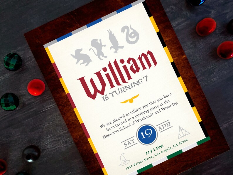Hogwart Birthday Invitation Harry Birthday 5x7 Personalize Download ...