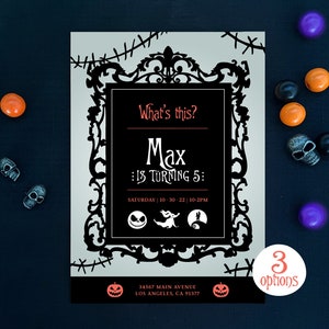 Printable Nightmare Birthday Invitation | Halloween Christmas | 5x7 Personalize | Download | Print | Jack | Sally