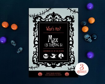 Printable Alptraum-Geburtstags-Einladung | Halloween Weihnachten | 5x7 Personalisieren | Herunterladen | Drucken | Leiste | Sally