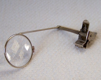 Vintage BAUSCH & LOMB 3x Magnification Silver-tone Clip-on Eyeglass Magnifier Loupe